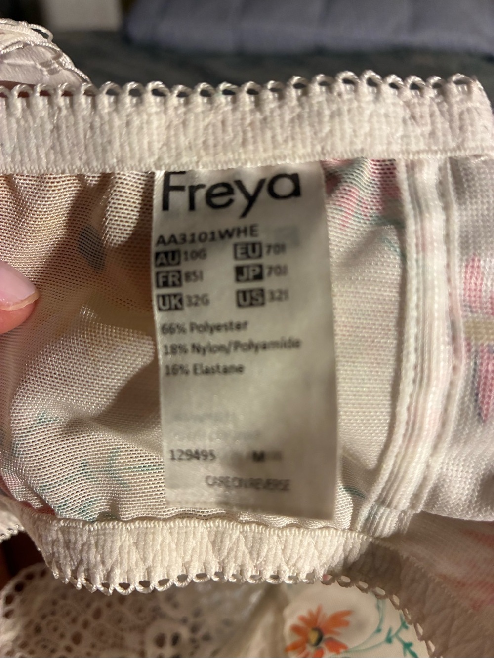 Freya Womens Florri Underwire Balcony Plunge Bra Sz32I White Floral - Picture 5 of 5